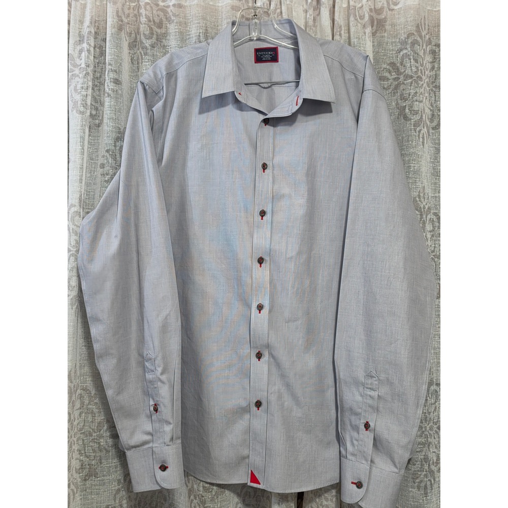 UNTUCKit Rubican WF Grey Wrinkle Free Cotton Button Down Shirt Mens XL Tall